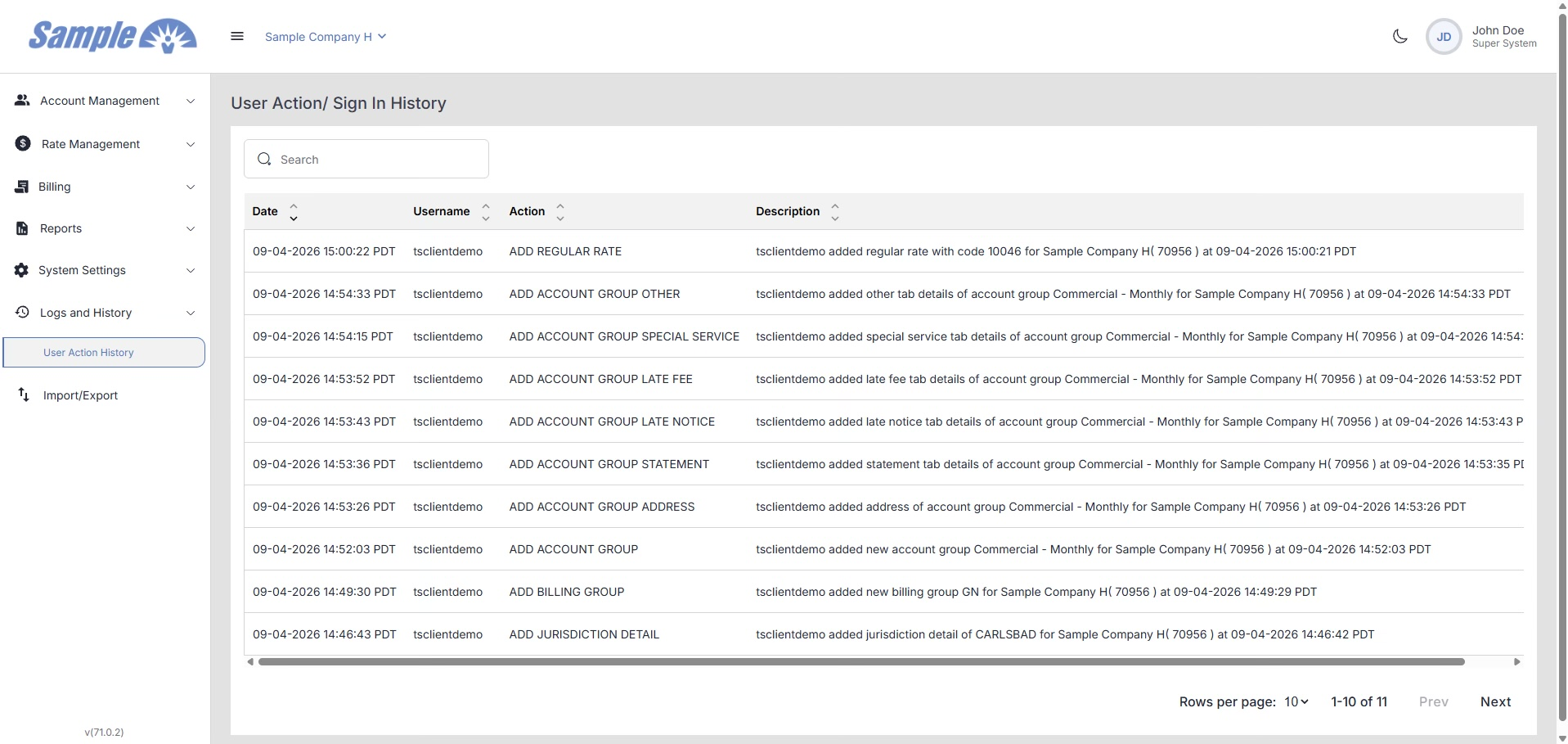 Logs & Reporting screenshot